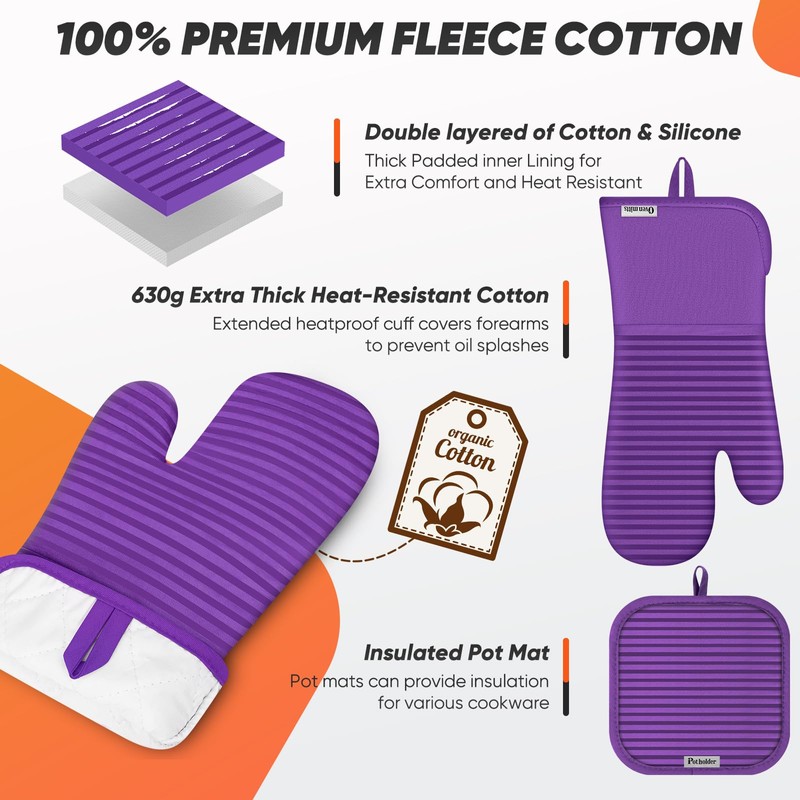 Oven Mitts Kitchen Towels and Dishcloths with Pot Holders Sets,