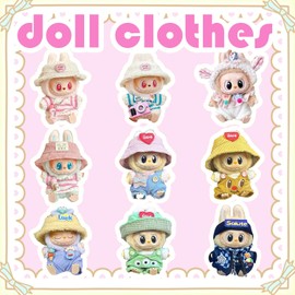 May Huang Clothing for 17 cm Labu Plush, Cuddly Toy Clothing Outfit Only Clothing Accessories for 17 cm Labu Plush Pullover Hoodie Clothing DIY Children's Gifts (H)