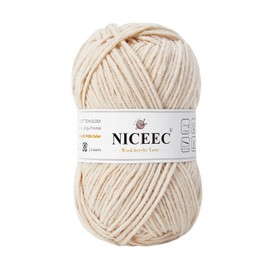 NICEEC 1 Skein Soft Wool-Acrylic Yarn for Knitting Worsted Weight Yarn Quality Yarn for DIY Craft Wool Blend Yarn for Crochet Blanket Yarn(3.53oz,153yds)-Beige