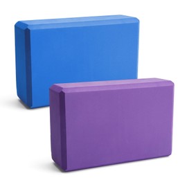 HENGBIRD Set of 2 Yoga Blocks, Yoga Blocks, Yoga Blocks, High Density EVA Foam, Non-Slip, Lightweight, Suitable for Yoga, Pilates, Fitness, Yoga Blocks, Unisex, 23 x 15 x 8 cm (Purple/Blue)