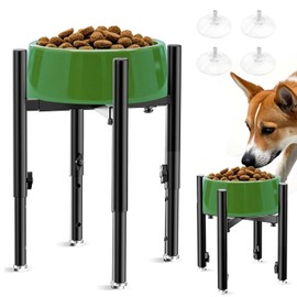 HTtoy Verstellbarer Hundenapf-Ständer, 4 Höheneinstellungen, für Futternäpfe 6-11 Zoll, Geeignet für große, Mittlere & Kleine Hunde, ideale erhöhte Futterstation. (Einzelne)