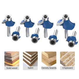8 Pcs 1/4 Inch Shank Roundover Edging Router Bit Set Woodworking Milling Cutter Tools (1/8", 5/32", 3/16", 1/4", 5/16", 3/8",7/16", 1/2" Radius) by ROOCBIT