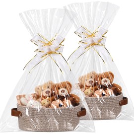 Colingmill 2 Pack Graduation Gift Basket with Handles with Gift Bags Ribbons Woven Baskets Storage Empty Chest Box for Father's Day or Summer Wedding Presents Package(Mixed Brown,12 x 8 x 5 Inch)