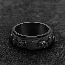 OIDEA Men's Ring Skull Cross: Vintage Punk Rotating Ring Stainless Steel Retro Rock Spinner Men's Ring Cross Ring Gift for Men Boy Brother, Stainless Steel