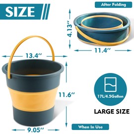 Collapsible Bucket 4.5 Gallon/17L Large Plastic Household Cleaning Mop Buckets Foldable Water Bucket for Car Wash Fishing Camping Beach (Blue-Large)