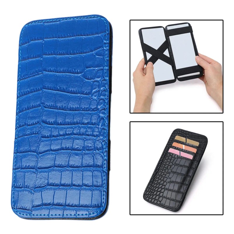 Pu Pocket Card Holder Protector De Tarjetas De Crédito Azul