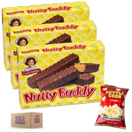 Little Debbie Nutty Buddy (3, 12ct packs) - Sweet and Salty Kettle Corn (5.5oz) - 4 Items Total