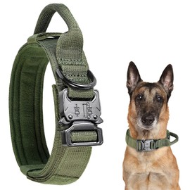 Kokila Collares Tácticos para Perro Ajustable, Mediano, Verde, M                                                                                      