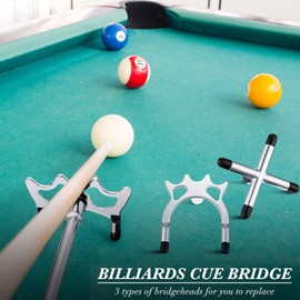 Retractable Pool Bridge Cue Stick - Pool Bridge with 3 Removable Bridge Head- Billiards Pool Accessory for Table