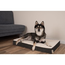 Best Pet Supplies Cute Dog Bed Mat Flat Mattress with Waterproof Exterior, Thick Orthopedic Egg Foam Fill, and Soft Sherpa Fleece Cover for Small, Medium, and Large Breeds - Brown, 24X16X3