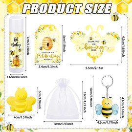 Dansib 288 Baby Shower Favors Baby Shower Gifts Bulk Lip Balms Soaps Keychains Organza Bags Guest Appreciation Gift with Thank You Tags and Cards for Boys Girls Guest Gift(Yellow,Bee)