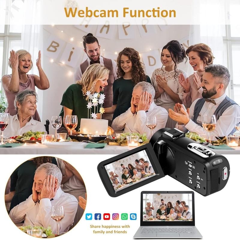 Video Camera Camcorder, Full HD 1080P Camcorder 48MP 16X Digital