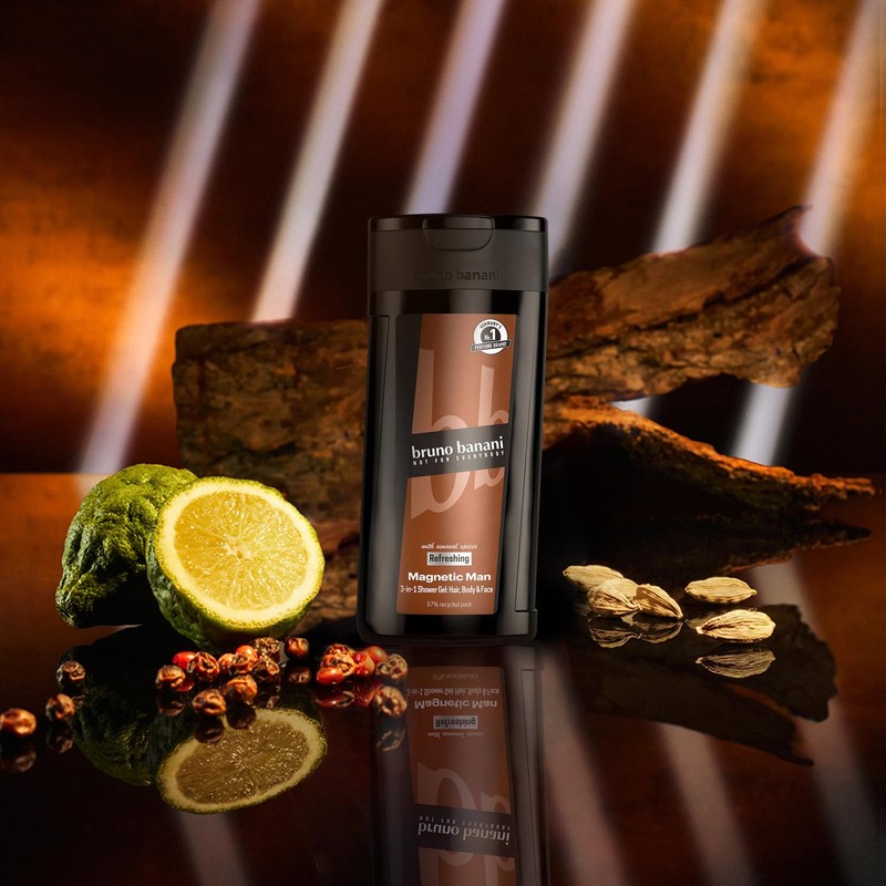 bruno banani Magnetic Man Shower Gel, 3-in-1 Shower Gel with