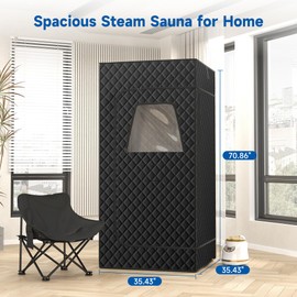 RESTISLAND Portable Sauna Box for Home Sauna, Roomier Indoor Steam Sauna for Home with 3’ x 3’ x 5.9’, 3L 1500W Steamer, Remote Control, Folding Chair, 9 Levels