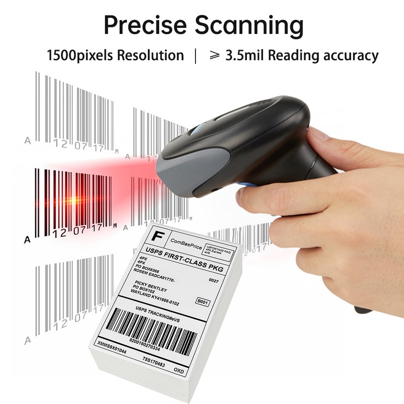 1D Laser Barcode Scanner Wired Bar Code Reader With Buzzer