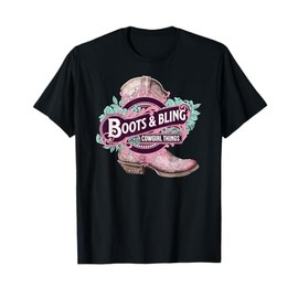 Boots and Bling Cowgirl Things Cute Western Country Rodeo T-Shirt