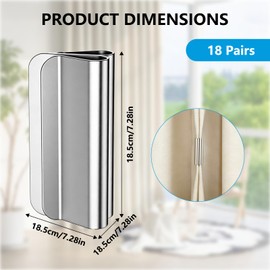 Avvchuy 18 Pairs Magnets Curtain Clips for Closure, Magnetic Closure No Drill Detachable Buckle for Indoor & Outdoor Curtains
