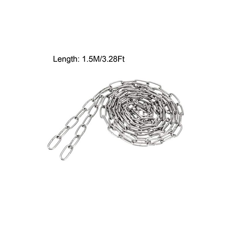 sourcing map Stainless Steel 304 Hardened Proof Coil Chain 1.5m