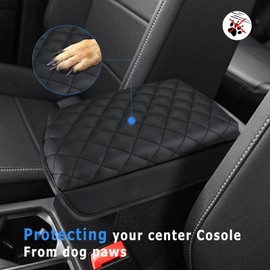 INTGET Center Console Cover for VW Volkswagen Tiguan Accessories 2019 2020 2021 2022 2023 2024&Taos 2022-2023 2024 Car Armrest Cover Middle Seat Box Cover Elbow for Car (Black with Cushion)