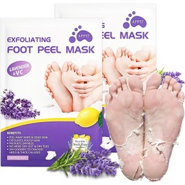 2 Pares de Mascarilla Exfoliante de Pies Eliminar la Piel Muerta, Máscara de Pie, Exfoliating Foot Mask and Hydrating Foot Peel Mask para Eliminar Callos, Esencia de Lavanda Cuidado de Los Pies Calcetines (2 Pares, Lavanda)