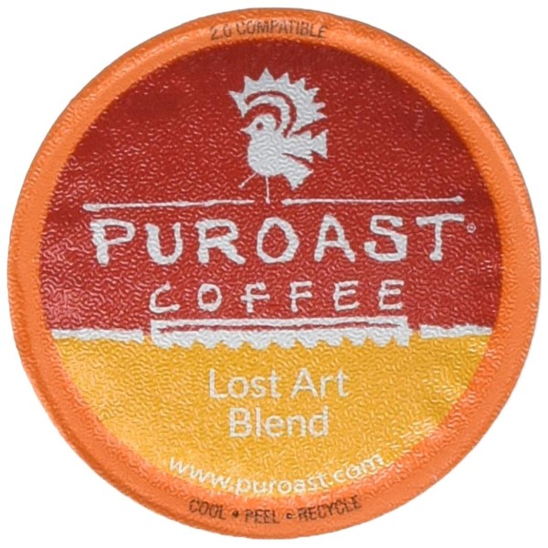 Puroast Low Acid Coffee Single-Served Pods, Lost Art Blend, Certified Low Acid Coffee - pH above 5.5, Medium Roast, Original, (72 Count) - Gut Health, Higher Antioxidant, Roasted with Clean Energy - Compatible with Keurig 2.0 Coffee Makers