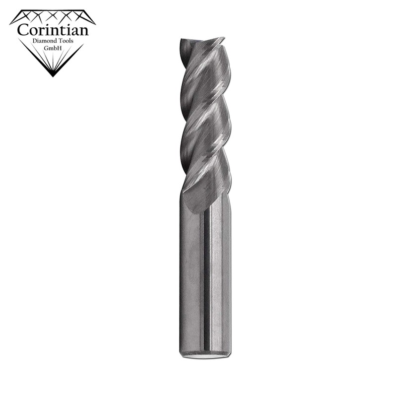 Corintian Solid carbide aluminium milling cutter, diameter 1-12 mm, three-edged,