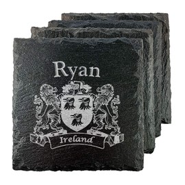 Ryan Irish Coat of Arms Slate Coasters - Set of 4