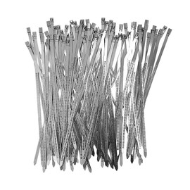 100pcs Heavy Duty 304 Stainless Steel Cable Ties Wrap Coated Self Locking Metal Zip Ties (Stainless Steel, 3.94 inch)