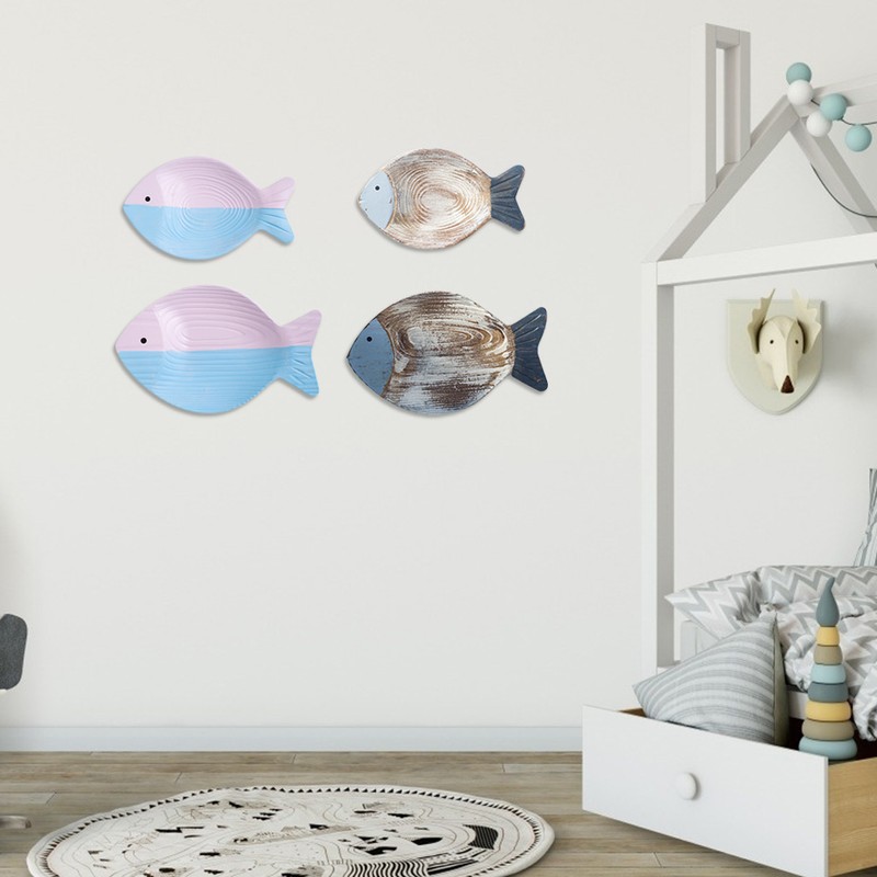 Wood Fish Hanging Ornament Wooden Fish Wall Art Decor for