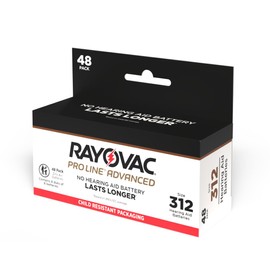 Newest Rayovac Proline Advanced Size 312, Active Core. 48 Batteries, Made in USA