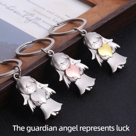 GZXYA Guardian Angel Keyring Lucky Charm Pendant, Angel with Hearts for Exams or Car, Suitable as Gifts for Women, Girlfriend, Colleague. (1274), Agate, Agate