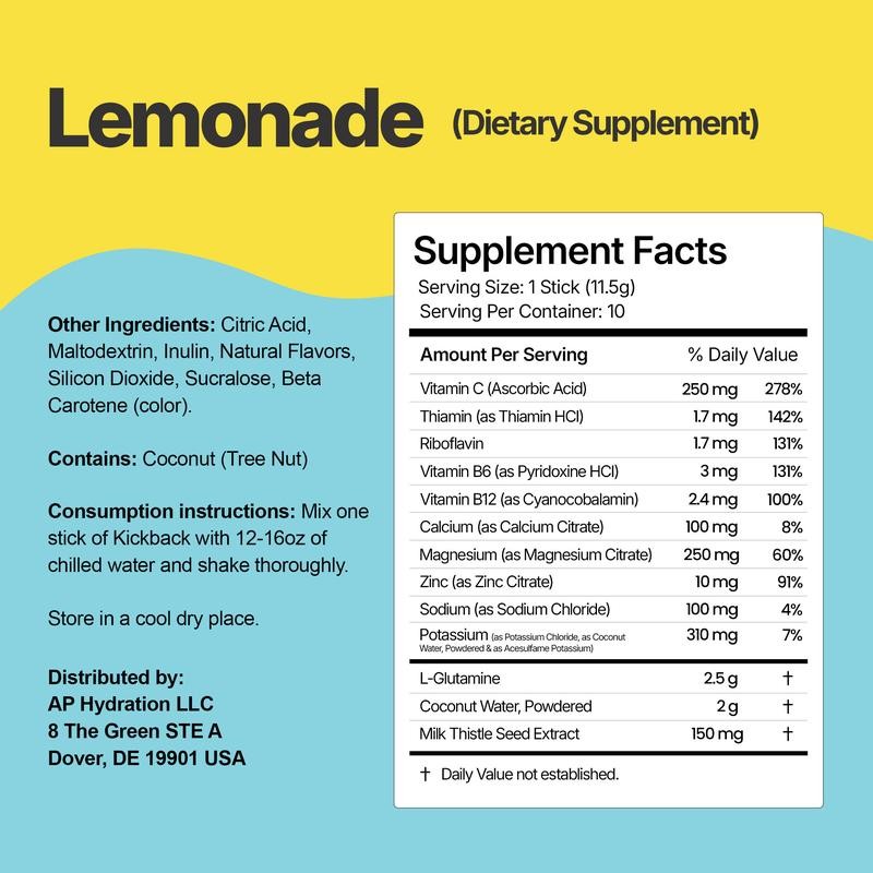 Kickback Hydration Hangover Prevention Stick Supplement - Natural Remedy for