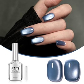 GAOY Jelly Blue Cat Eye Gel Nail Polish, 16ml Glitter Holographic Nail Polish with Magnet, Reflective Translucent UV Gel, 2990 Stormy Sky