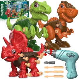 Laradola 【Black Friday Sale】Christmas Gifts Kids Toys Laradola 3 Dinosaur Toy Animal Rosie for Kid Gift Take Apart STEM ,Construction Building Dino with Electric Drill, Party Christmas Birthday Gifts for Boys Girls - Colour: Deluxe Red