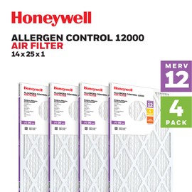 Honeywell 14x25x1 MERV 12 Electrostatic Pleated HVAC AC Furnace Air Filter (4-Pack) | Replacement Filter for Home Use | Made in USA