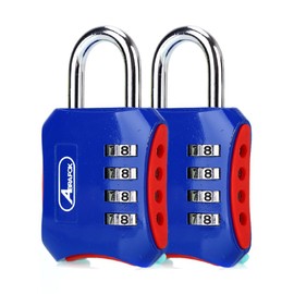 ABRAFOX Padlocks, Heavy Duty 4-Digit Re-settable Combination Codes Locks, Luggage Locks for Gym, Indoor, School or Sports Locker, Toolbox, Fence Daily Use Blue 2pack