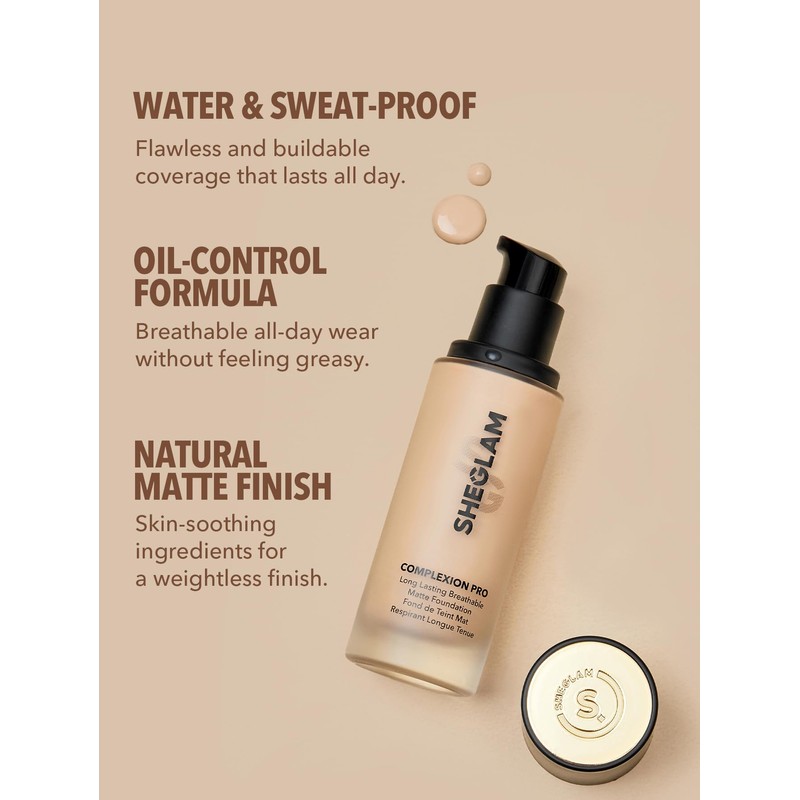 SHEGLAM Complexion Pro Long Lasting Breathable Matte Foundation - Shell