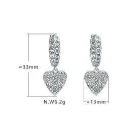 Yulovee White Gold Plated Heart Dangle Earrings for Women,Hypoallergenic Silver Base Drop Earring with Cubic Zirconia