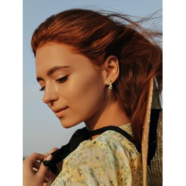 Stocking Stuffers Green Stone Hoop Earrings for Women Cat Eye Beaeded Dangle Earrings Summer Jewelry