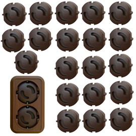 Socket Fuse, Child Lock, Socket Cover, Pack of 10 or 20, Made in EU (Brown x 20)
