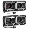 PARTSam Headlight Housing Base with H4 Plugs Wire Harnesses Stainless
