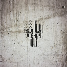 LYMSSESS Punisher Skull Flag for Painting on Wood 5" x 6", Reusable Stencils for Paintingng on Wall, Wood, Fabric, Paper