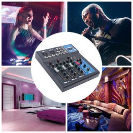 Professional Bluetooth Audio Mixer, Portable Digital DJ Console w/USB, 4 Channel Mixer Audio Interface-Mixing Boards For Studio Recording, Home KTV (4-channel)