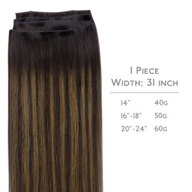 WENNALIFE Genius New Weft Hair Extensions Real Human Hair, 14" 40g Balayage Dark Brown Mixed Chestnut Brown Sew in Hair Extensions Natural Luxury Remy Human Hair Extensions for Women Straight