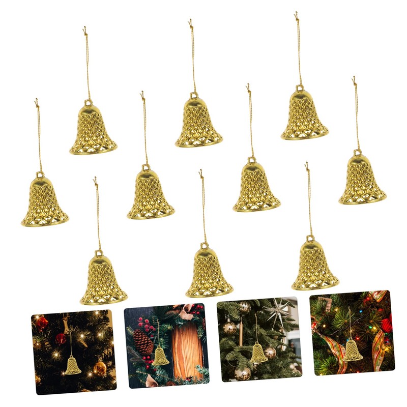 Ipetboom 12pcs Xmas Bell Pendant Ornaments Festive Plastic Hanging Decorations