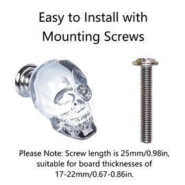 Crystal Skull Drawer Pull Knobs Set of 10, Decorative Door Knob with Screws, Furniture Handles for Dresser Drawer Cabinet Closet