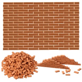 Civaner 350 Pieces Mini/Tiny Bricks for Landscaping Red Miniature/Model Brick Wall Small Bricks for Crafts Realistic Fake Bricks Mini Blocks for Dollhouse Mini Garden Accessories,1/35 Scale
