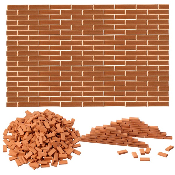 Civaner 350 Pieces Mini/Tiny Bricks for Landscaping Red Miniature/Model Brick