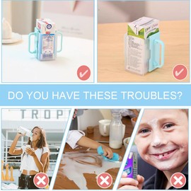 Children's Juice Box Holder,LIUHUIZEYU Telescopic Cupholder Juice Bag Holder for Toddlers No Squeeze Adjustable Folding Food Pouch and Milk Box Holder for Kids No Spill (Blue)