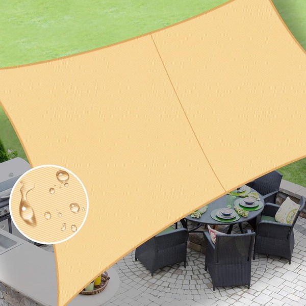 LOVE STORY Waterproof 8'x10' Triangle Sand Sun Shade Sail Cannoy UV Resistant for Outdoor Patio Garden Backyard